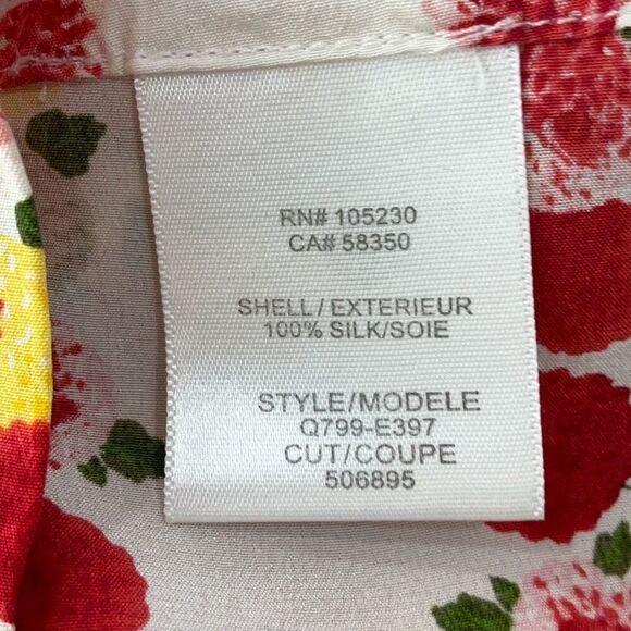 Equipment Cream Silk Floral Sleeveless Button Back Blouse Size Large - Picture 6 of 9